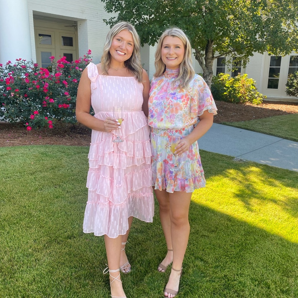 Elegant Pink Ruffle Maxi Dress